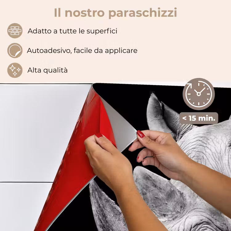 Paraschizzi cucina - Animali - Rinoceronte - Nero - Bianco - Ritratto — 4