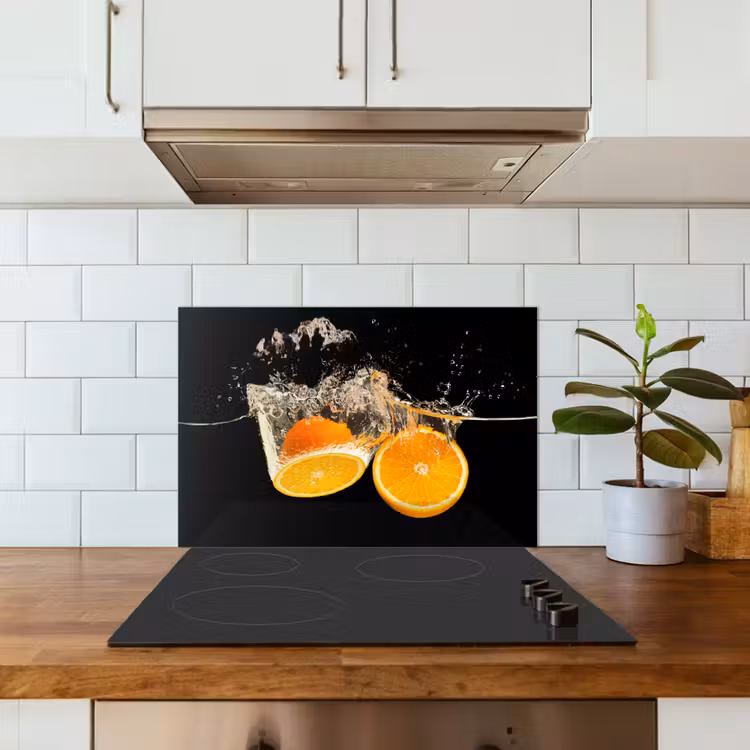Paraschizzi cucina - Arancio - Natura morta - Acqua - Nero - Frutta — 3