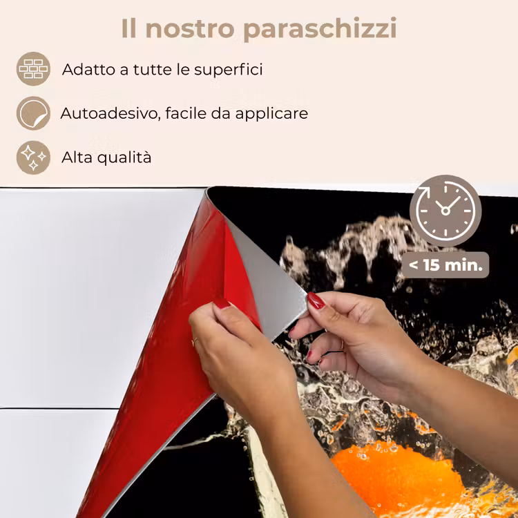 Paraschizzi cucina - Arancio - Natura morta - Acqua - Nero - Frutta — 4
