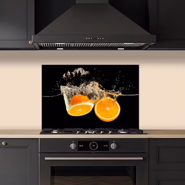 Paraschizzi cucina - Arancio - Natura morta - Acqua - Nero - Frutta — 5