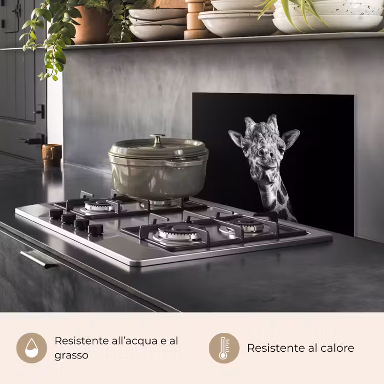 Paraschizzi cucina - Giraffa - Animale - Nero - Bianco — 2