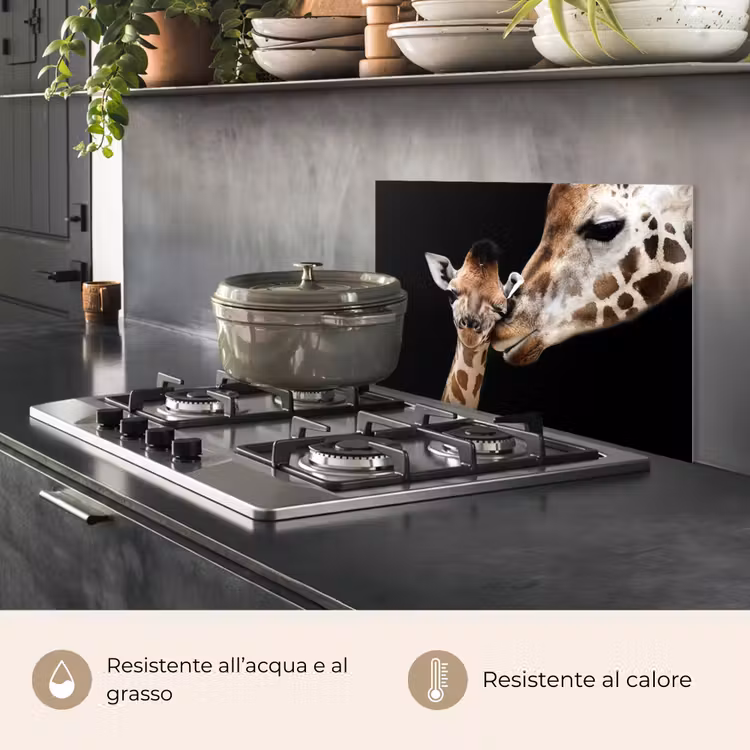 Paraschizzi cucina - Giraffa - Animali - Nero - Ritratto - Animali — 2