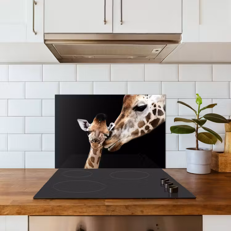 Paraschizzi cucina - Giraffa - Animali - Nero - Ritratto - Animali — 3