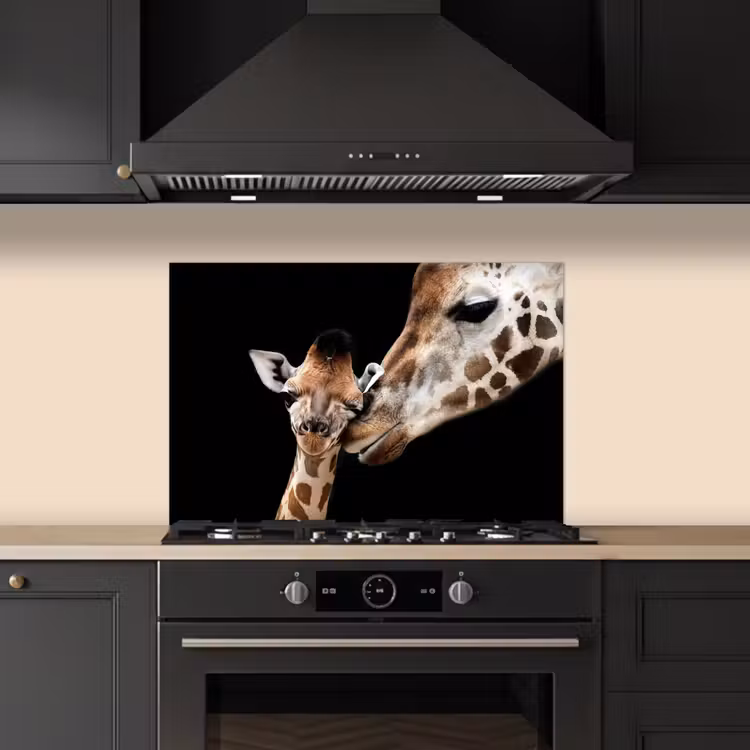 Paraschizzi cucina - Giraffa - Animali - Nero - Ritratto - Animali — 5