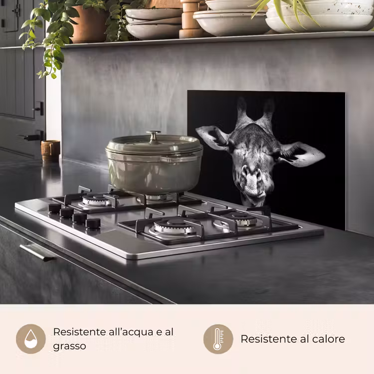 Paraschizzi cucina - Giraffa - Ritratto - Animali - Nero - Bianco — 2