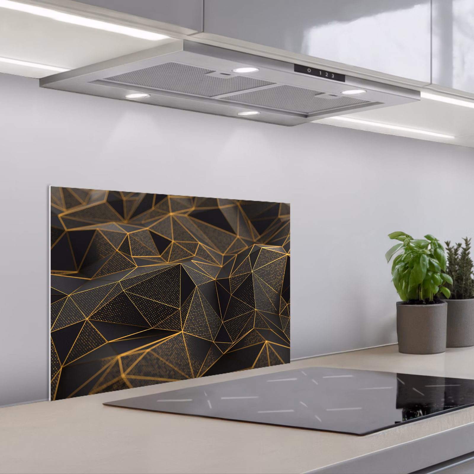 Paraschizzi cucina - Astratto - Oro - 3D - Lusso - Arte — 1