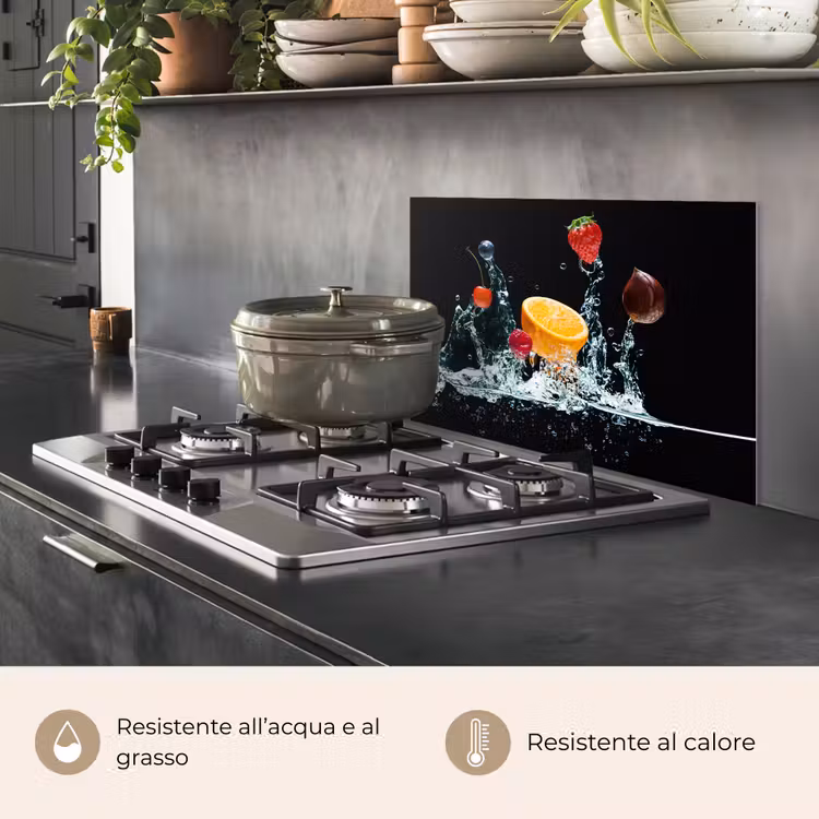 Paraschizzi cucina - Acqua - Frutta - Arancia - Fragola - Ciliegia - Nero — 2