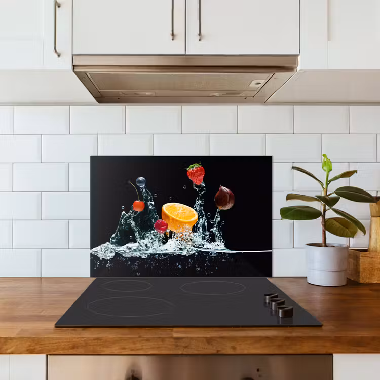 Paraschizzi cucina - Acqua - Frutta - Arancia - Fragola - Ciliegia - Nero — 3