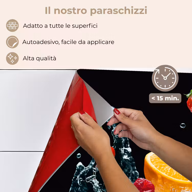 Paraschizzi cucina - Acqua - Frutta - Arancia - Fragola - Ciliegia - Nero — 4