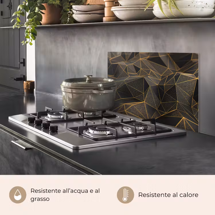 Paraschizzi cucina - Astratto - Oro - 3D - Lusso - Arte — 2