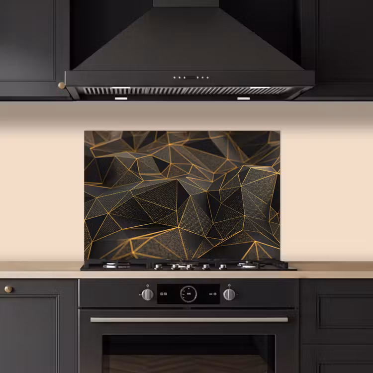 Paraschizzi cucina - Astratto - Oro - 3D - Lusso - Arte — 5