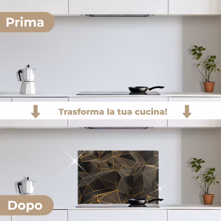 Paraschizzi cucina - Astratto - Oro - 3D - Lusso - Arte — 7