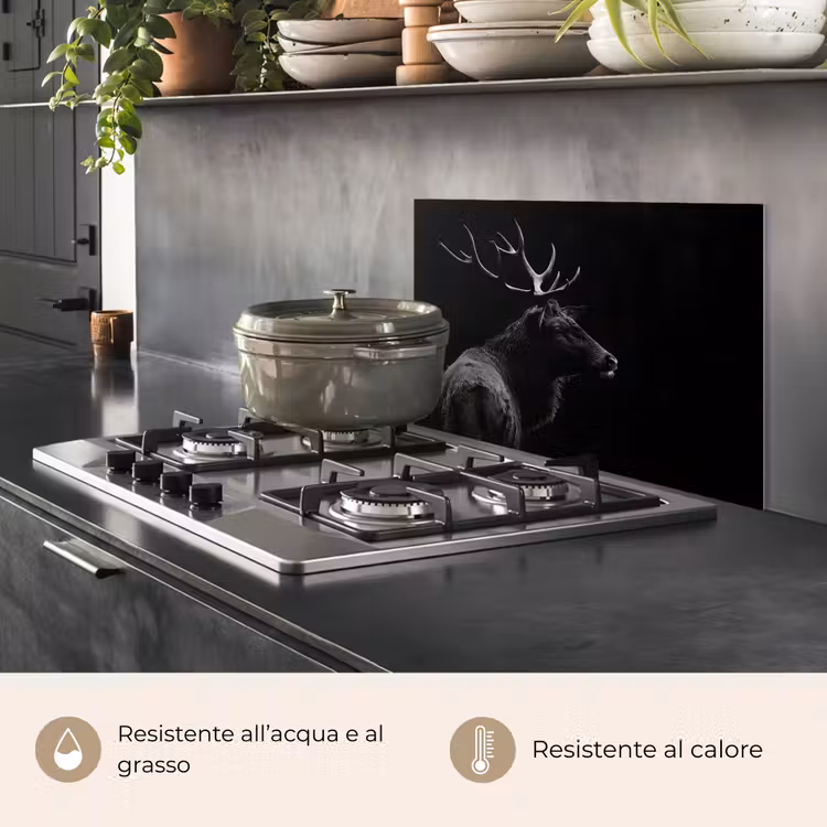 Paraschizzi cucina - Cervo - Nero - Ritratto - Corna - Animali — 2