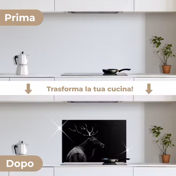 Paraschizzi cucina - Cervo - Nero - Ritratto - Corna - Animali — 7