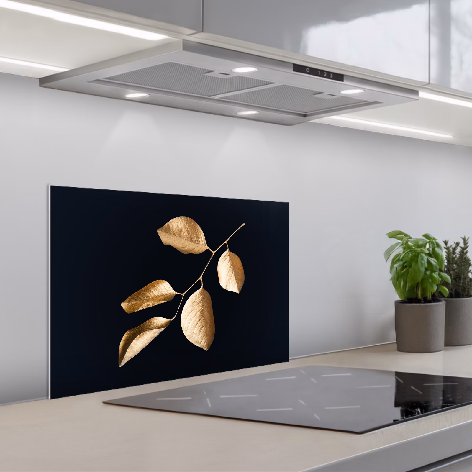 Paraschizzi cucina - Foglie - Ramo - Oro - Lusso — 1