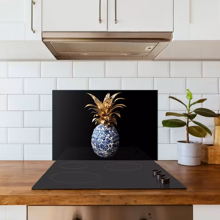 Paraschizzi cucina - Ananas - Motivo floreale - Oro - Delftware — 3