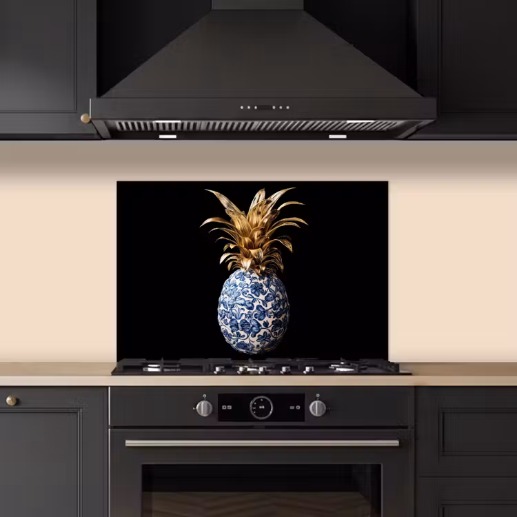 Paraschizzi cucina - Ananas - Motivo floreale - Oro - Delftware — 5