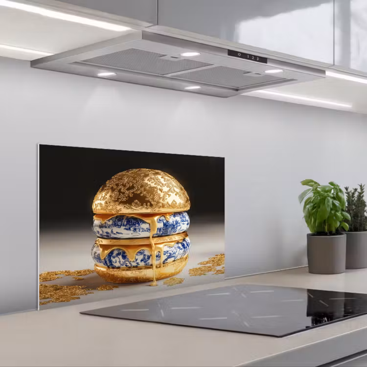 Paraschizzi cucina - Blu Delft - Oro - Cittadino — 1