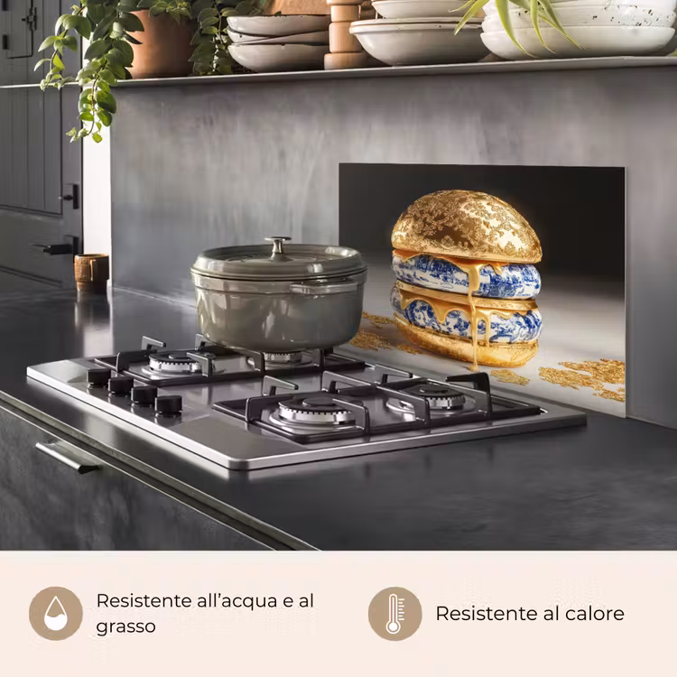 Paraschizzi cucina - Blu Delft - Oro - Cittadino — 2