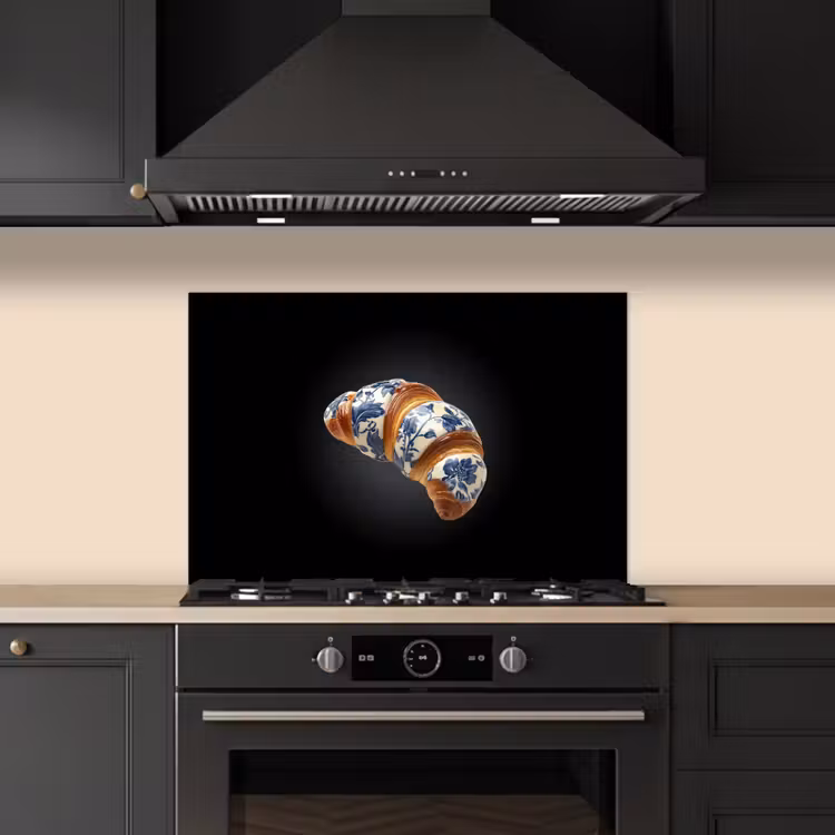 Paraschizzi cucina - Croissant - Motivo floreale - Blu Delft — 5