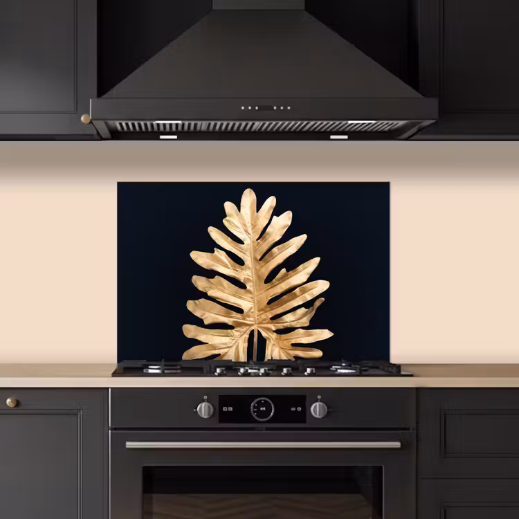 Paraschizzi cucina - Foglie - Autunno - Oro - Nero - Natura - Lusso — 5