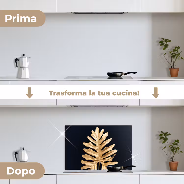 Paraschizzi cucina - Foglie - Autunno - Oro - Nero - Natura - Lusso — 7