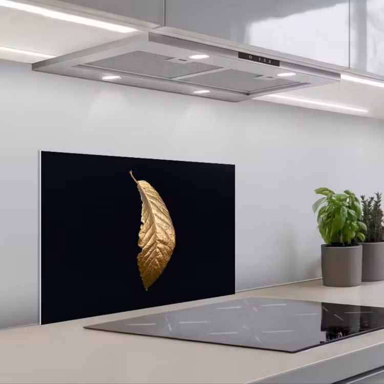 Paraschizzi cucina - Foglie - Lusso - Oro - Nero - Natura — 1