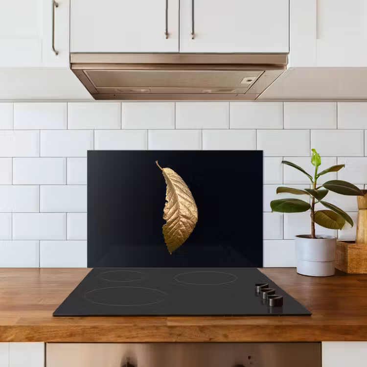 Paraschizzi cucina - Foglie - Lusso - Oro - Nero - Natura — 3