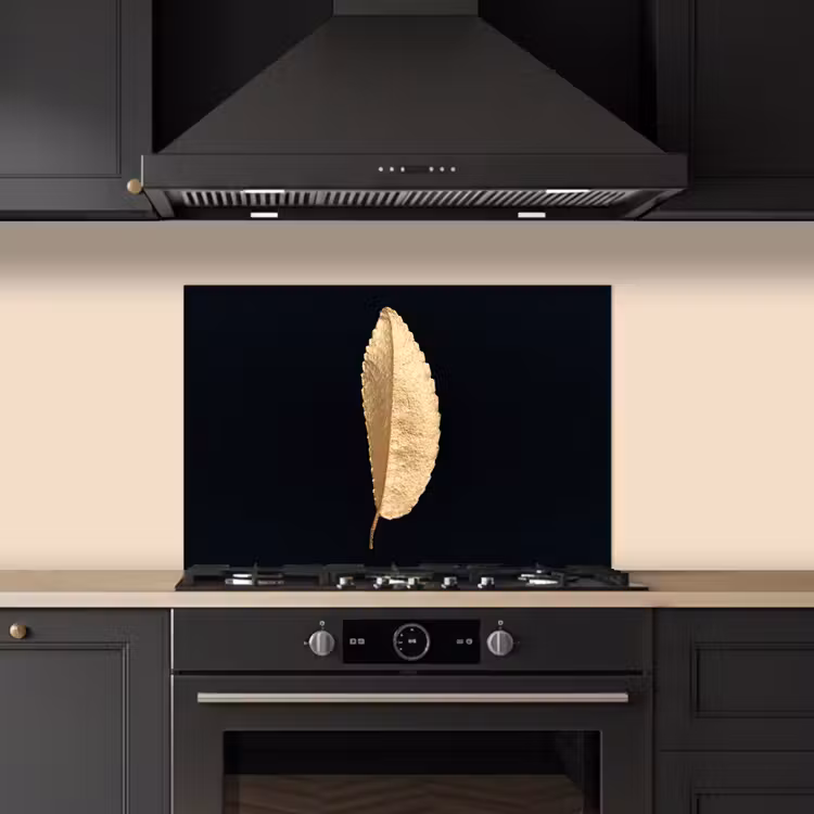 Paraschizzi cucina - Foglie - Nero e oro - Lusso - Chic - Natura — 5