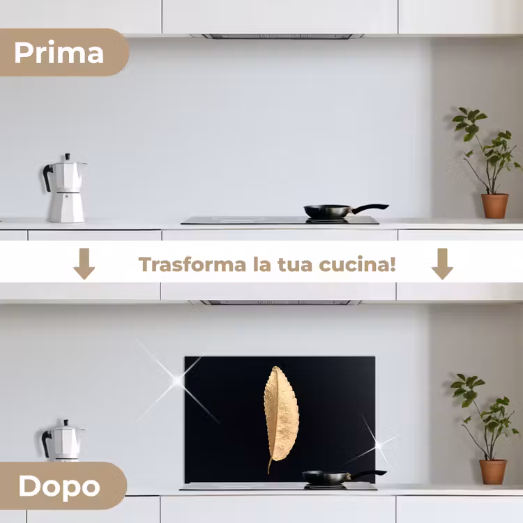 Paraschizzi cucina - Foglie - Nero e oro - Lusso - Chic - Natura — 7