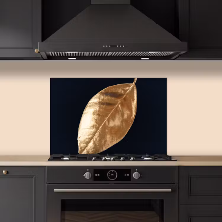 Paraschizzi cucina - Foglie - Nero e oro - Lusso - Natura - Piante — 5