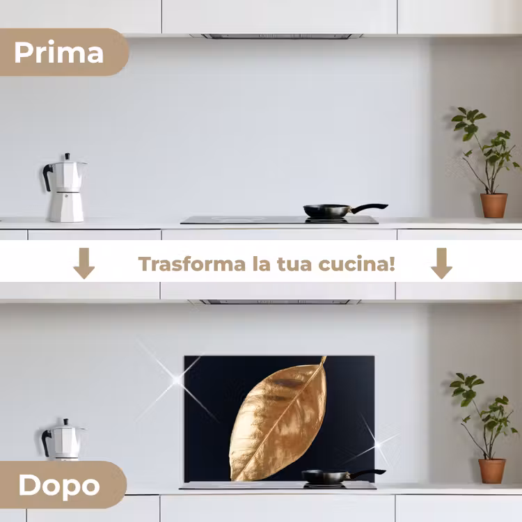 Paraschizzi cucina - Foglie - Nero e oro - Lusso - Natura - Piante — 7