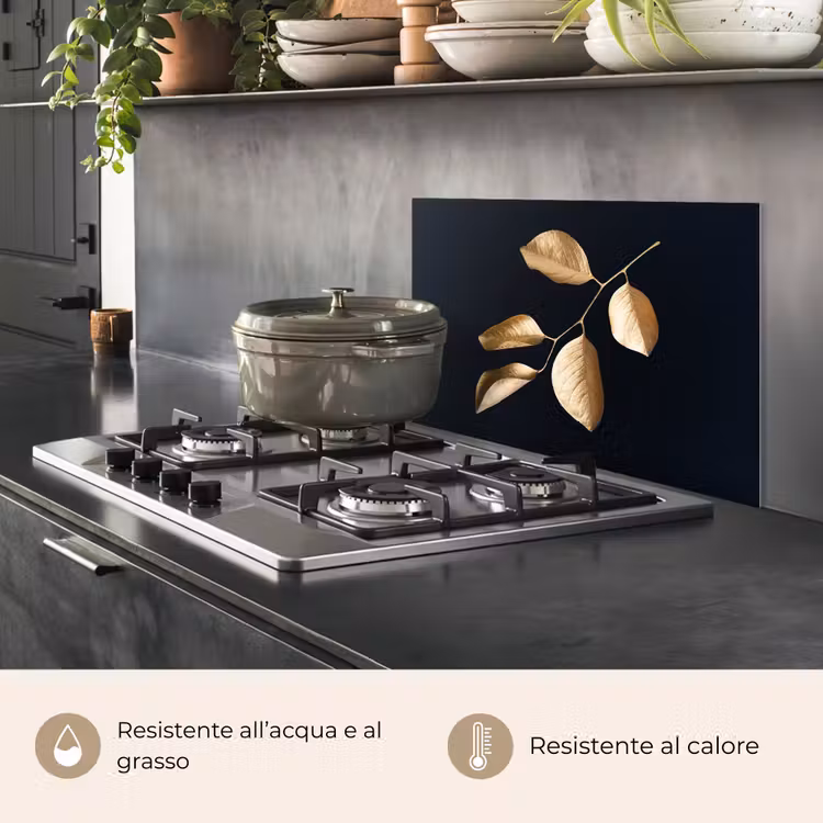 Paraschizzi cucina - Foglie - Ramo - Oro - Lusso — 2