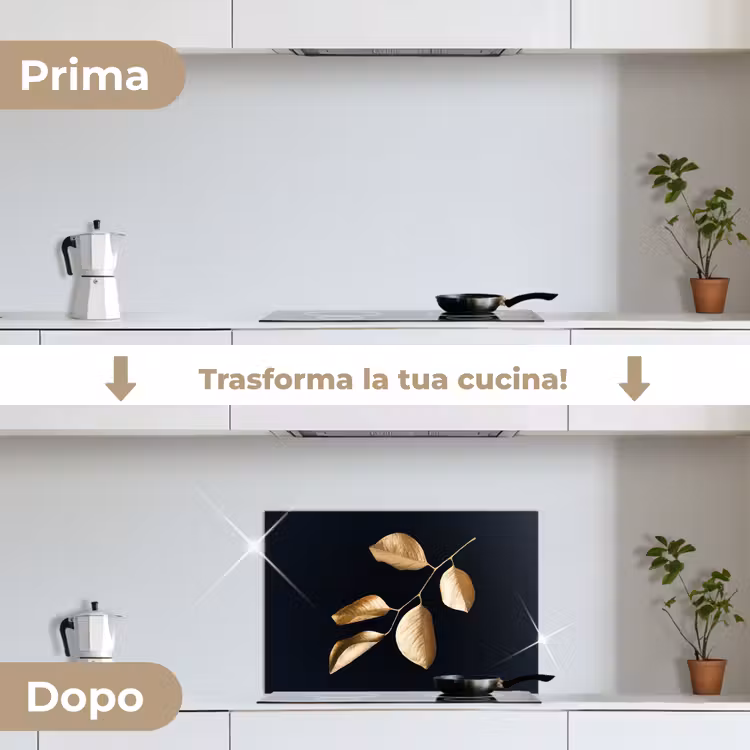 Paraschizzi cucina - Foglie - Ramo - Oro - Lusso — 7