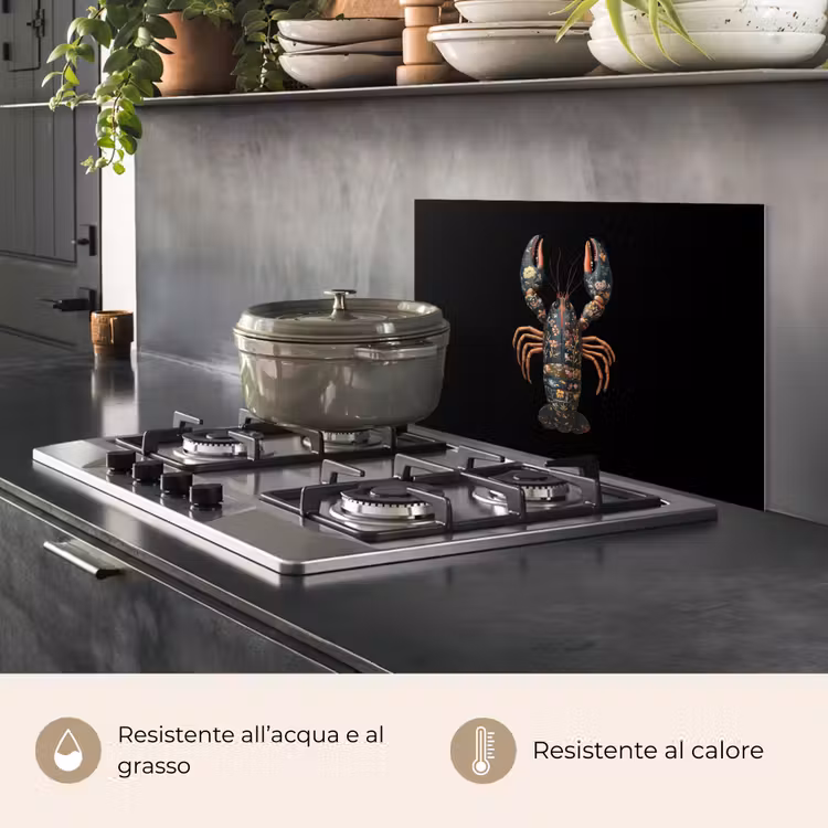 Paraschizzi cucina - Cancro - Nero - Motivo floreale - Artistico — 2