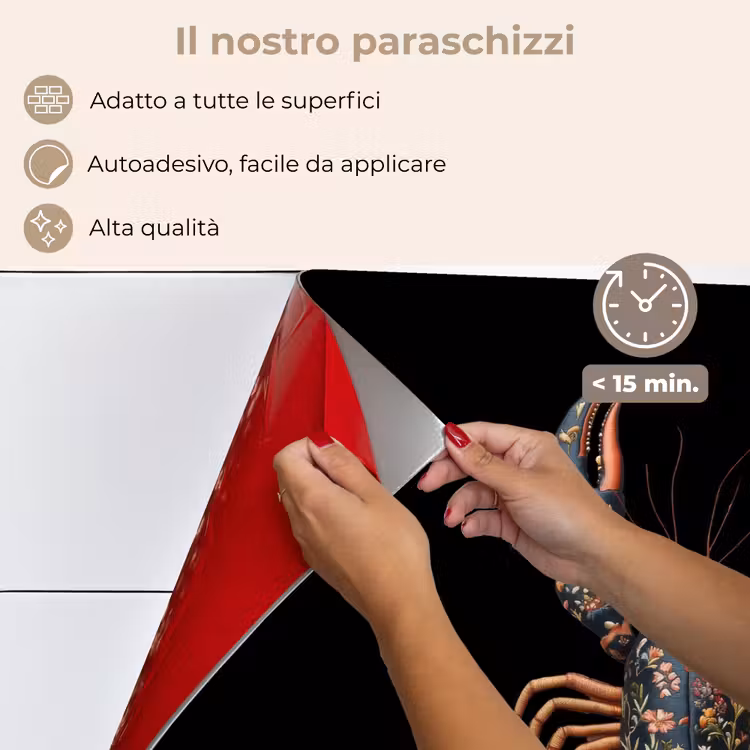 Paraschizzi cucina - Cancro - Nero - Motivo floreale - Artistico — 4