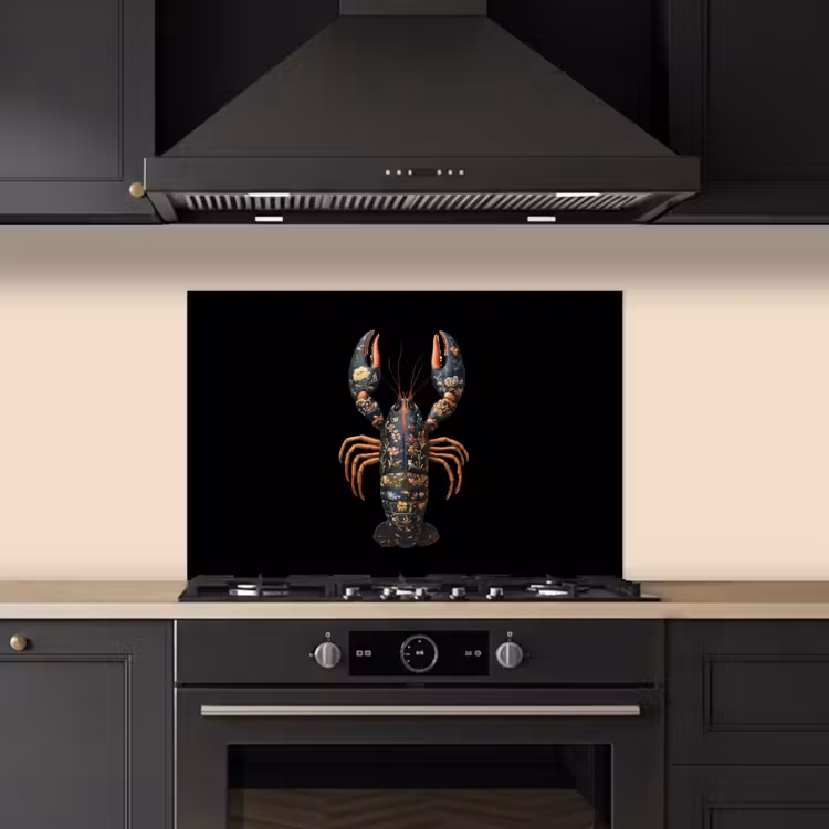 Paraschizzi cucina - Cancro - Nero - Motivo floreale - Artistico — 5