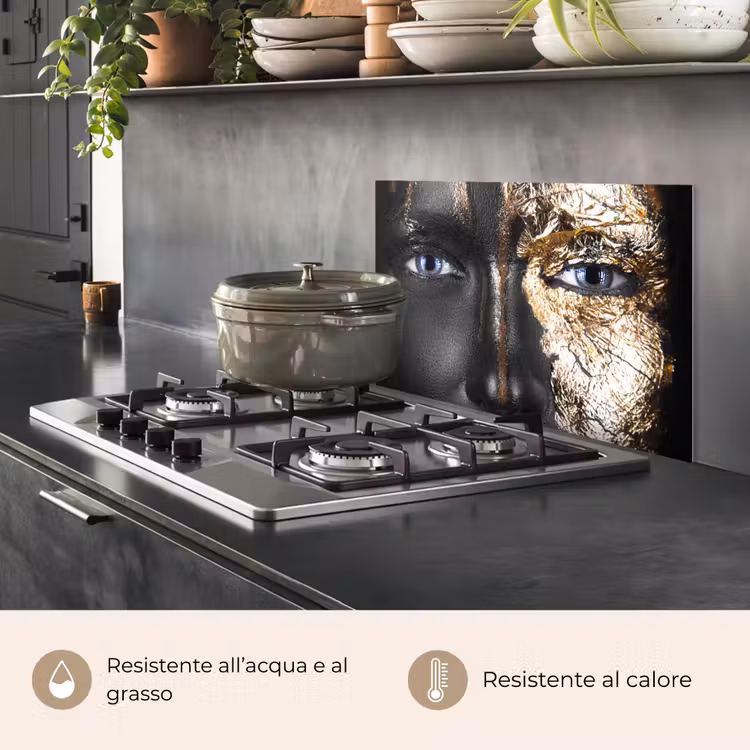 Paraschizzi cucina - Donna - Foglia d'oro - Nero - Oro - Lusso — 2
