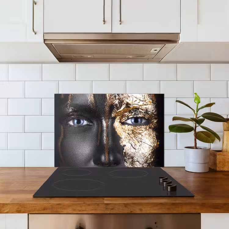 Paraschizzi cucina - Donna - Foglia d'oro - Nero - Oro - Lusso — 3