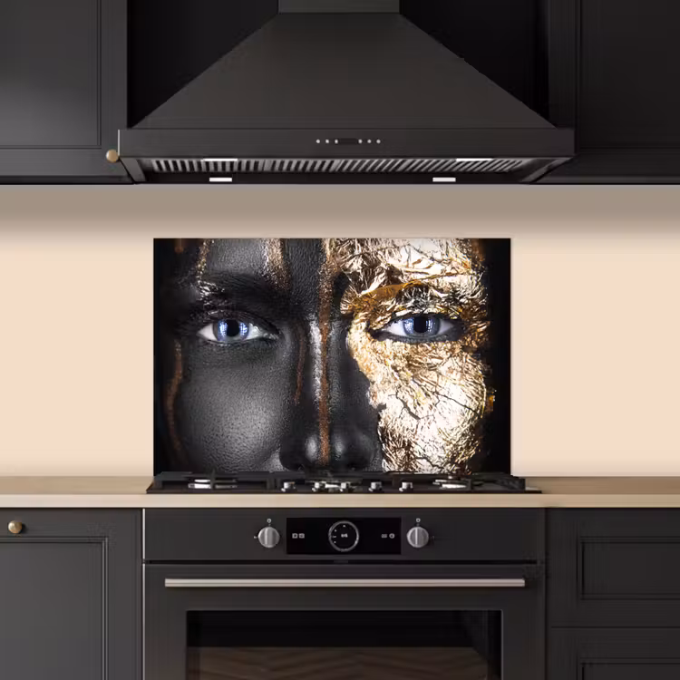 Paraschizzi cucina - Donna - Foglia d'oro - Nero - Oro - Lusso — 5