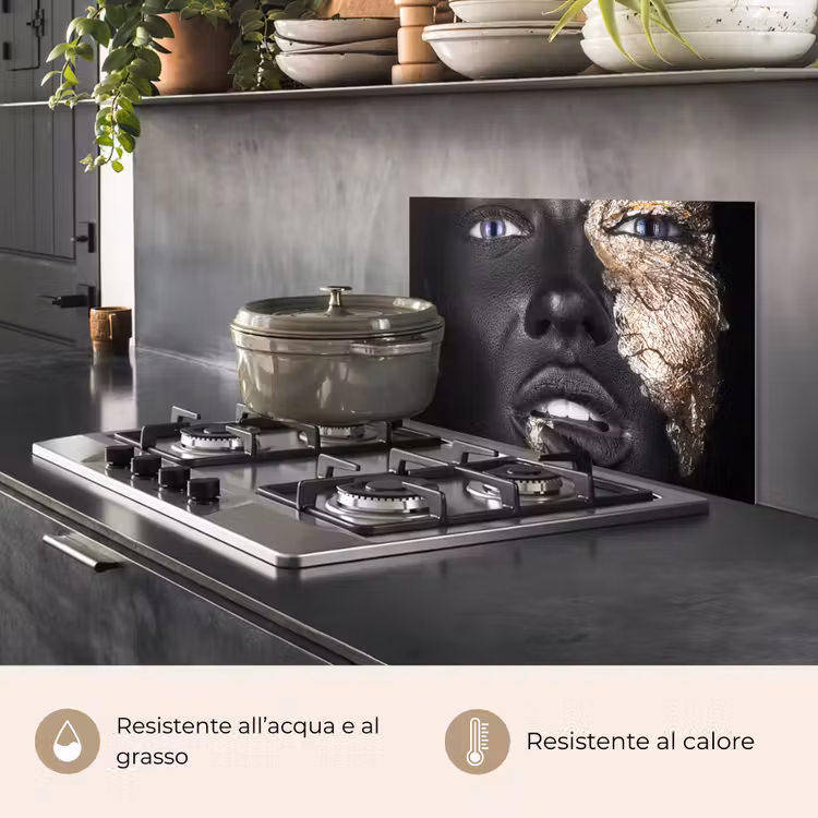 Paraschizzi cucina - Donna - Foglia d'oro - Nero - Pelle - Lusso — 2