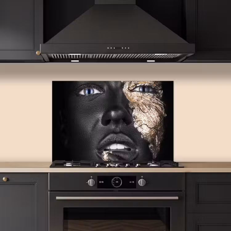 Paraschizzi cucina - Donna - Foglia d'oro - Nero - Pelle - Lusso — 5