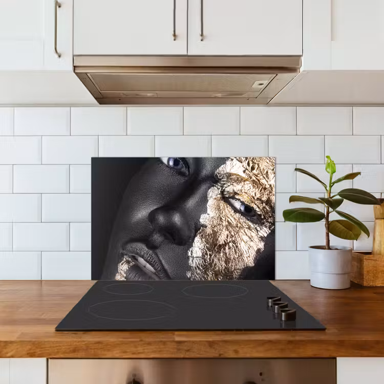 Paraschizzi cucina - Donna - Oro - Nero - Vernice - Lusso — 3