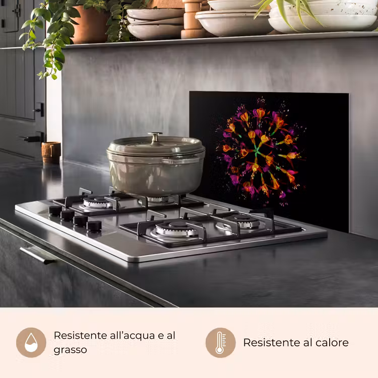 Paraschizzi cucina - Fiori - Arancione - Rosa - Nero — 2
