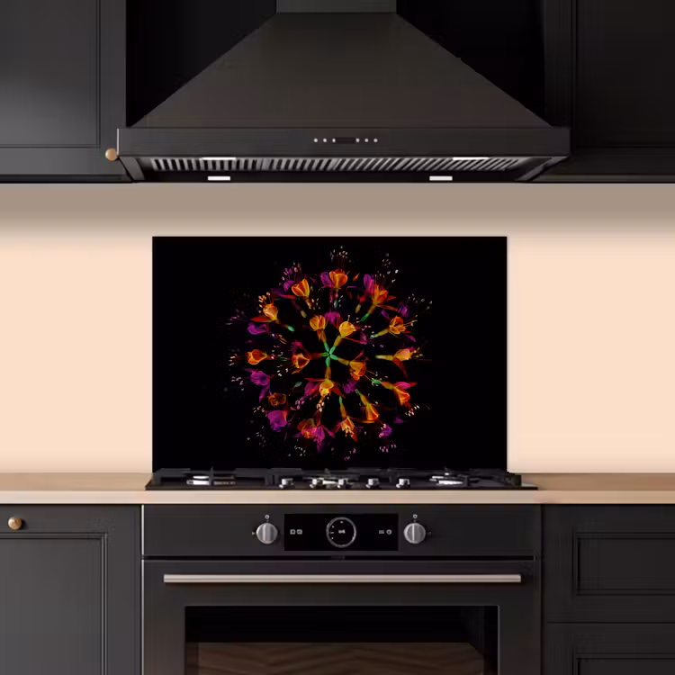 Paraschizzi cucina - Fiori - Arancione - Rosa - Nero — 5