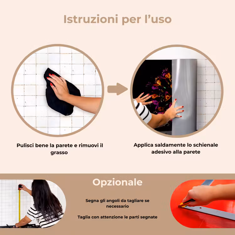 Paraschizzi cucina - Fiori - Arancione - Rosa - Nero — 6