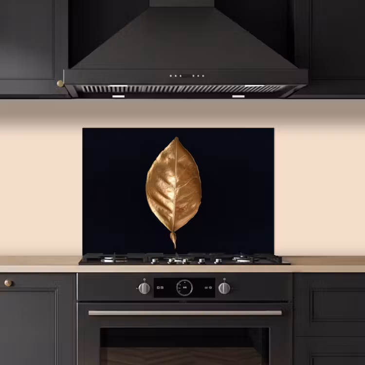 Paraschizzi cucina - Foglie - Chic - Oro - Piante - Nero — 5