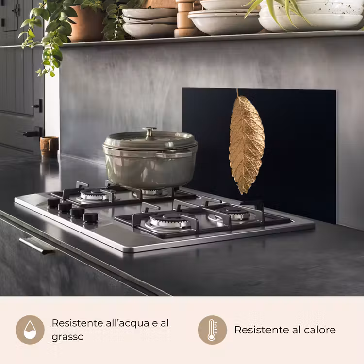 Paraschizzi cucina - Foglie - Nero - Oro - Lusso - Natura — 2