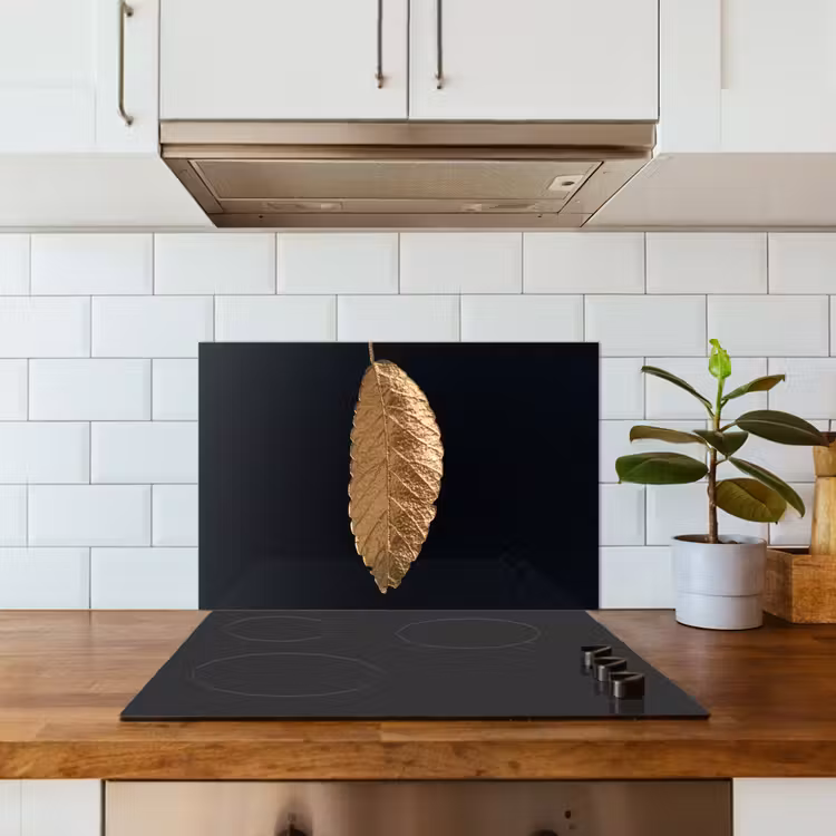 Paraschizzi cucina - Foglie - Nero - Oro - Lusso - Natura — 3