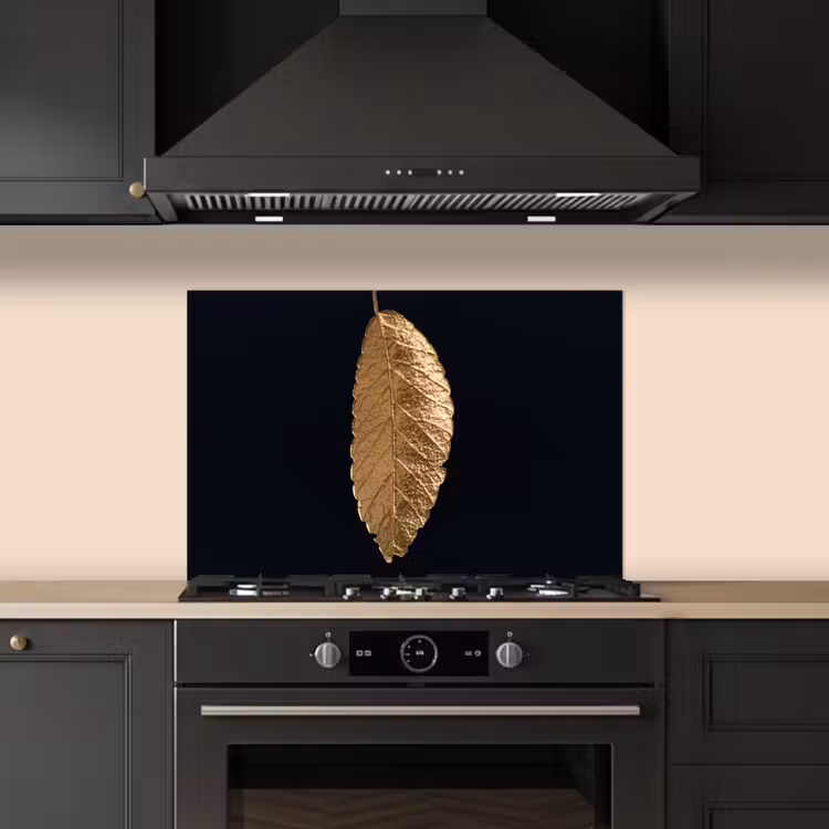 Paraschizzi cucina - Foglie - Nero - Oro - Lusso - Natura — 5